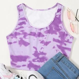 Tie dye ribbed crop tank top